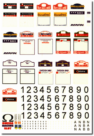 TEAMSLOT decal sheet various 4 rally shields